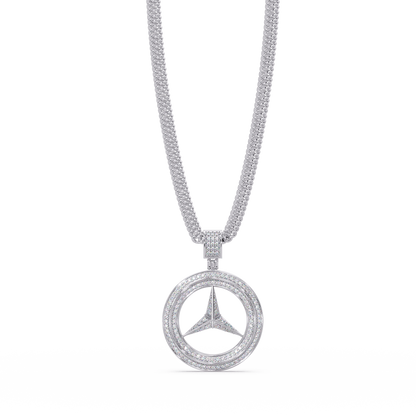 Tri-Star Circle Diamond Pendant Necklace
