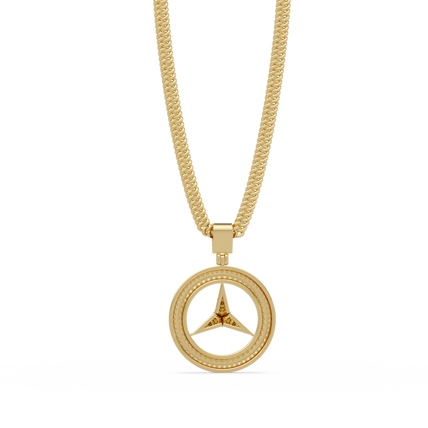 0.77 ct Tri-Star Circle Diamond Pendant Necklace | 14K Gold |