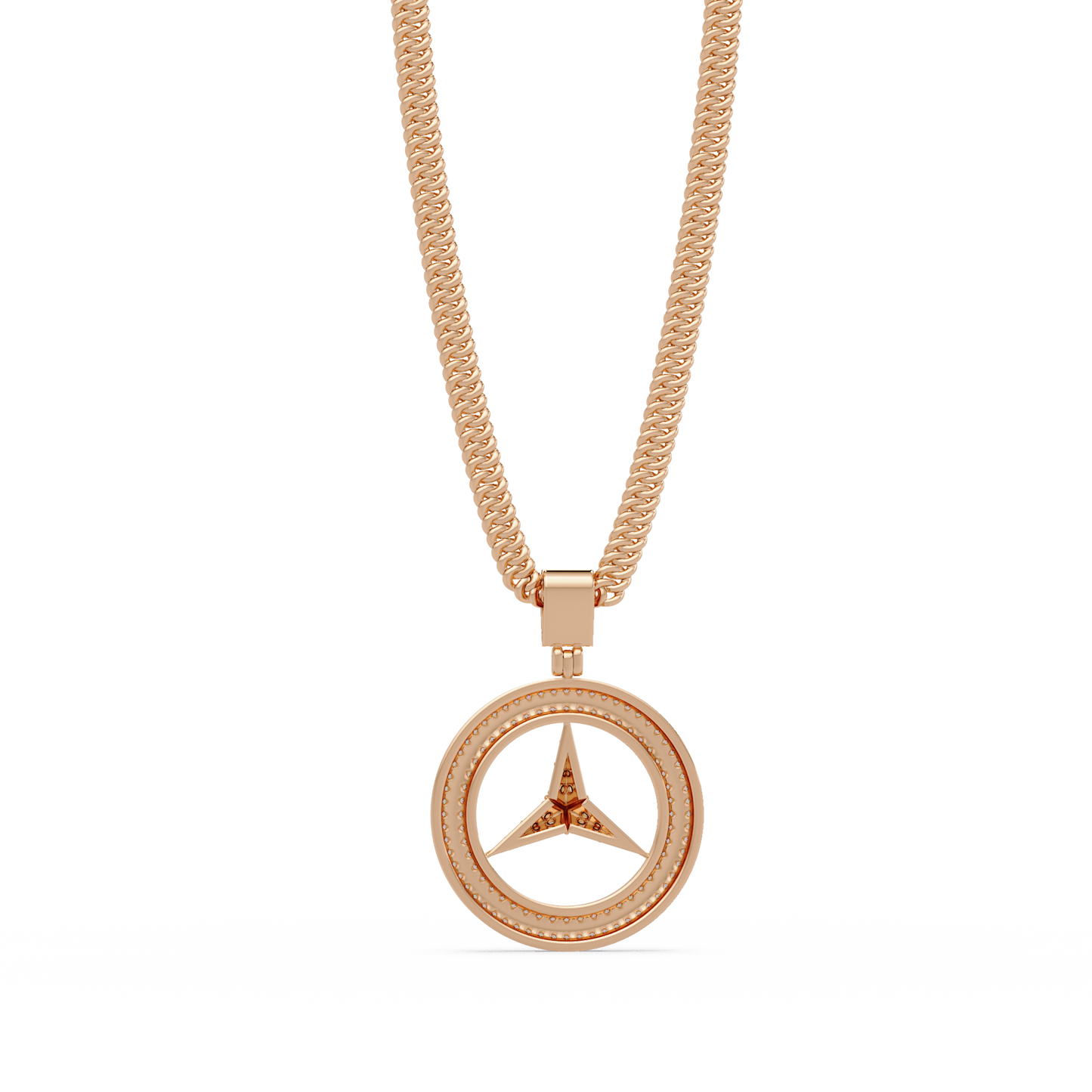 0.77 ct Tri-Star Circle Diamond Pendant Necklace | 14K Gold |