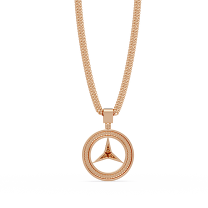 Tri-Star Circle Diamond Pendant Necklace