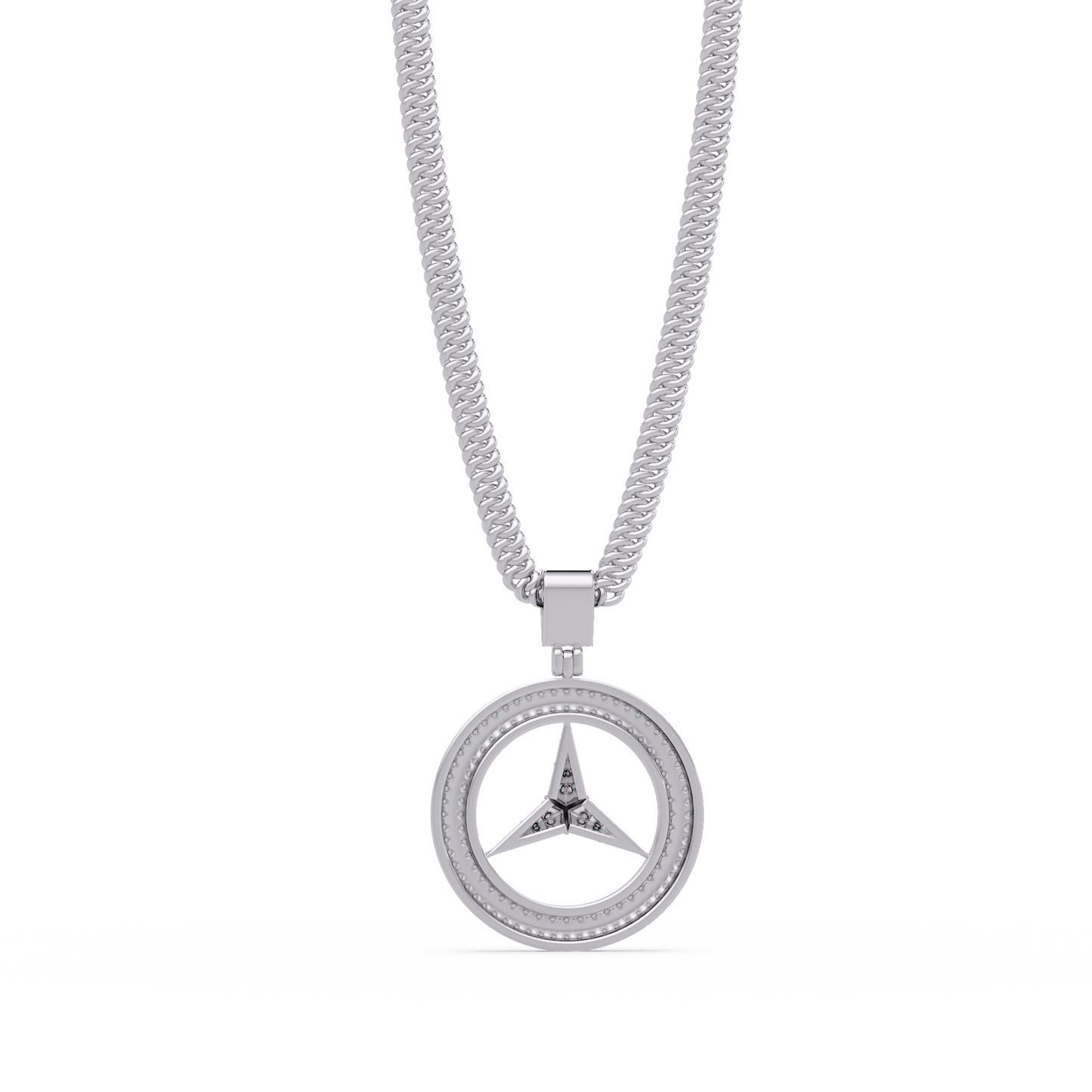 0.77 ct Tri-Star Circle Diamond Pendant Necklace | 14K Gold |