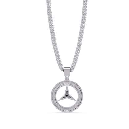 Tri-Star Circle Diamond Pendant Necklace