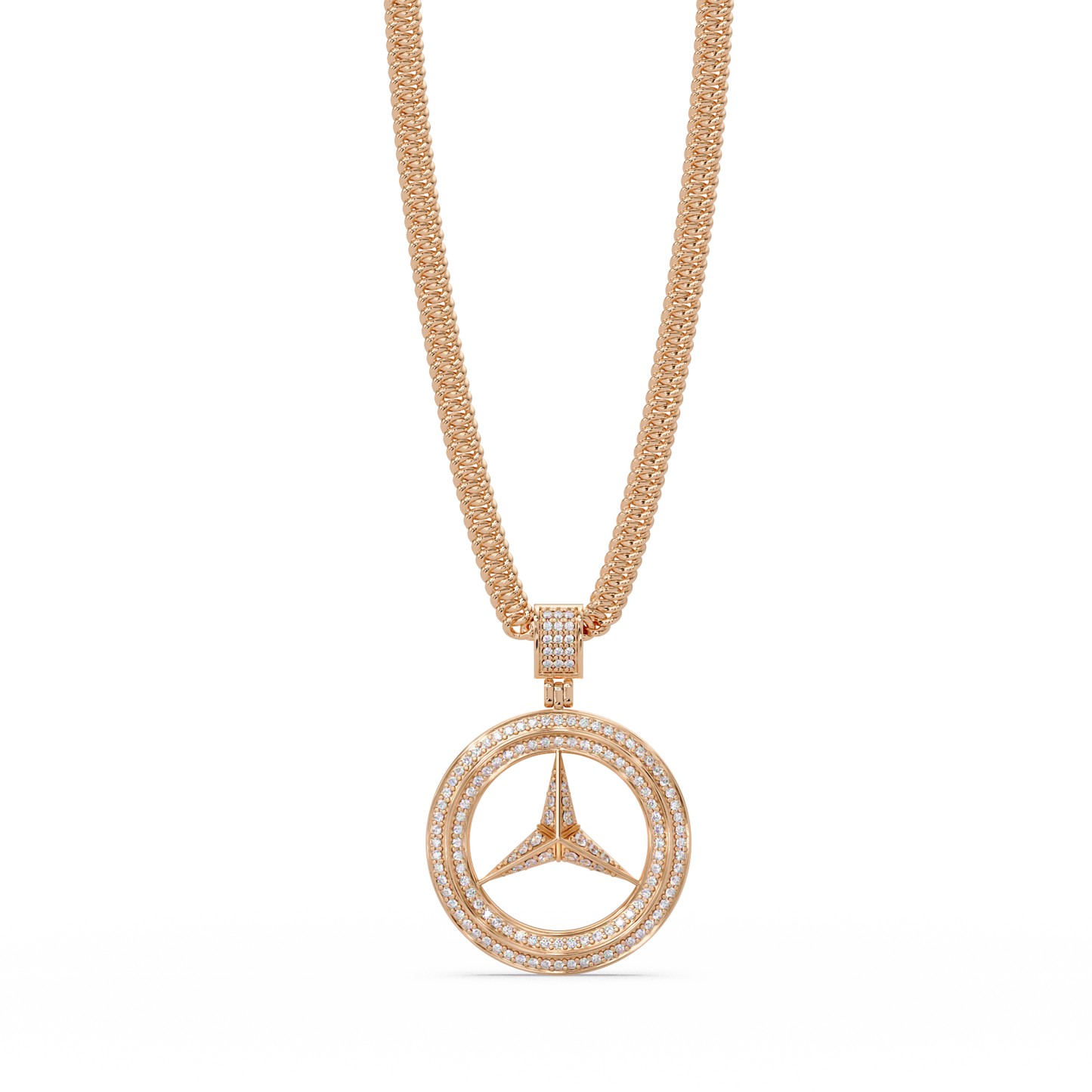 0.77 ct Tri-Star Circle Diamond Pendant Necklace | 14K Gold |