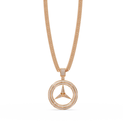 Tri-Star Circle Diamond Pendant Necklace
