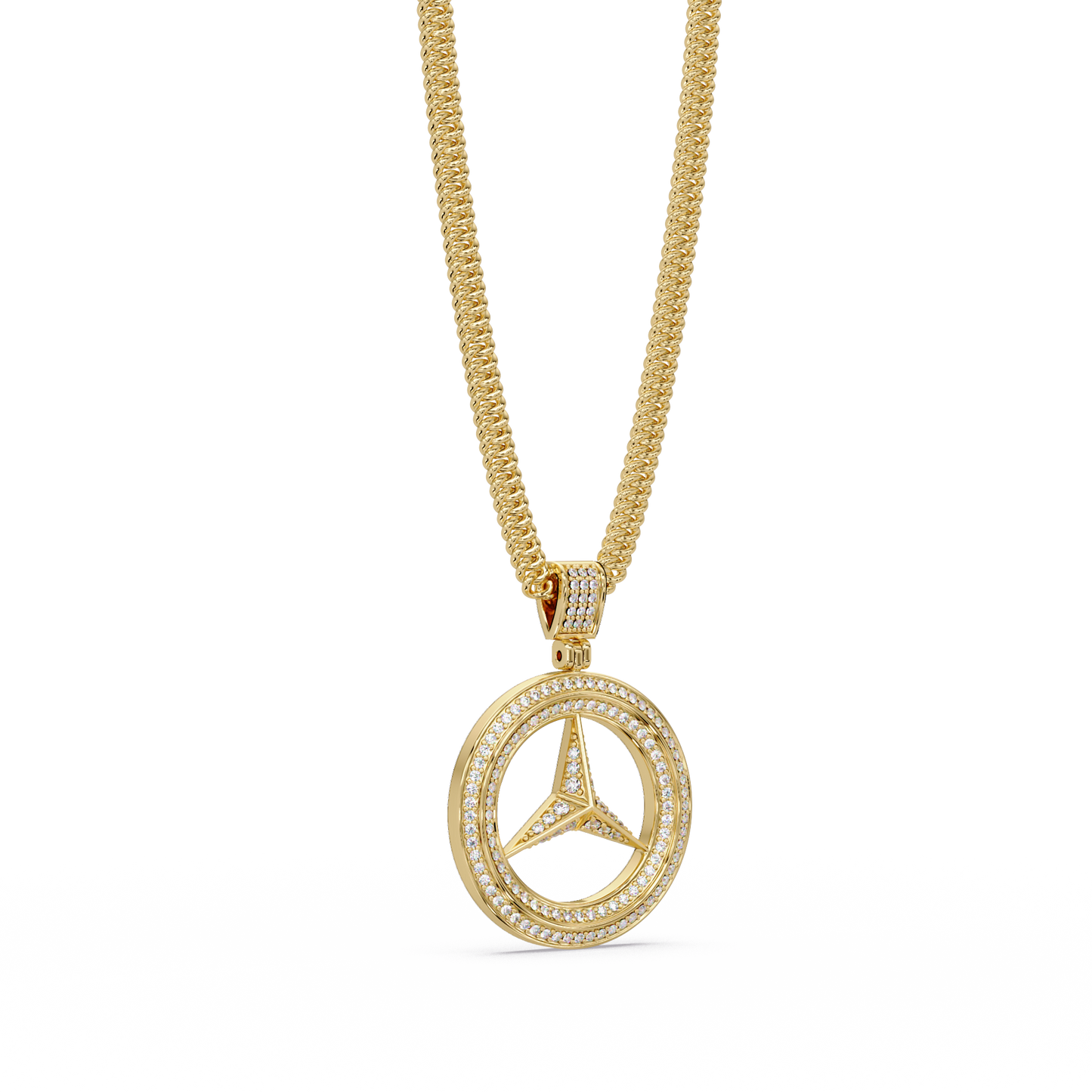 0.77 ct Tri-Star Circle Diamond Pendant Necklace | 14K Gold |