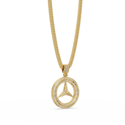Tri-Star Circle Diamond Pendant Necklace