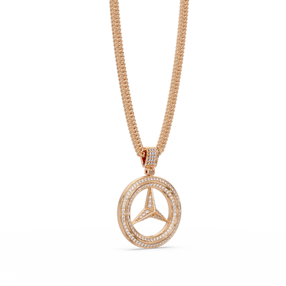 Tri-Star Circle Diamond Pendant Necklace
