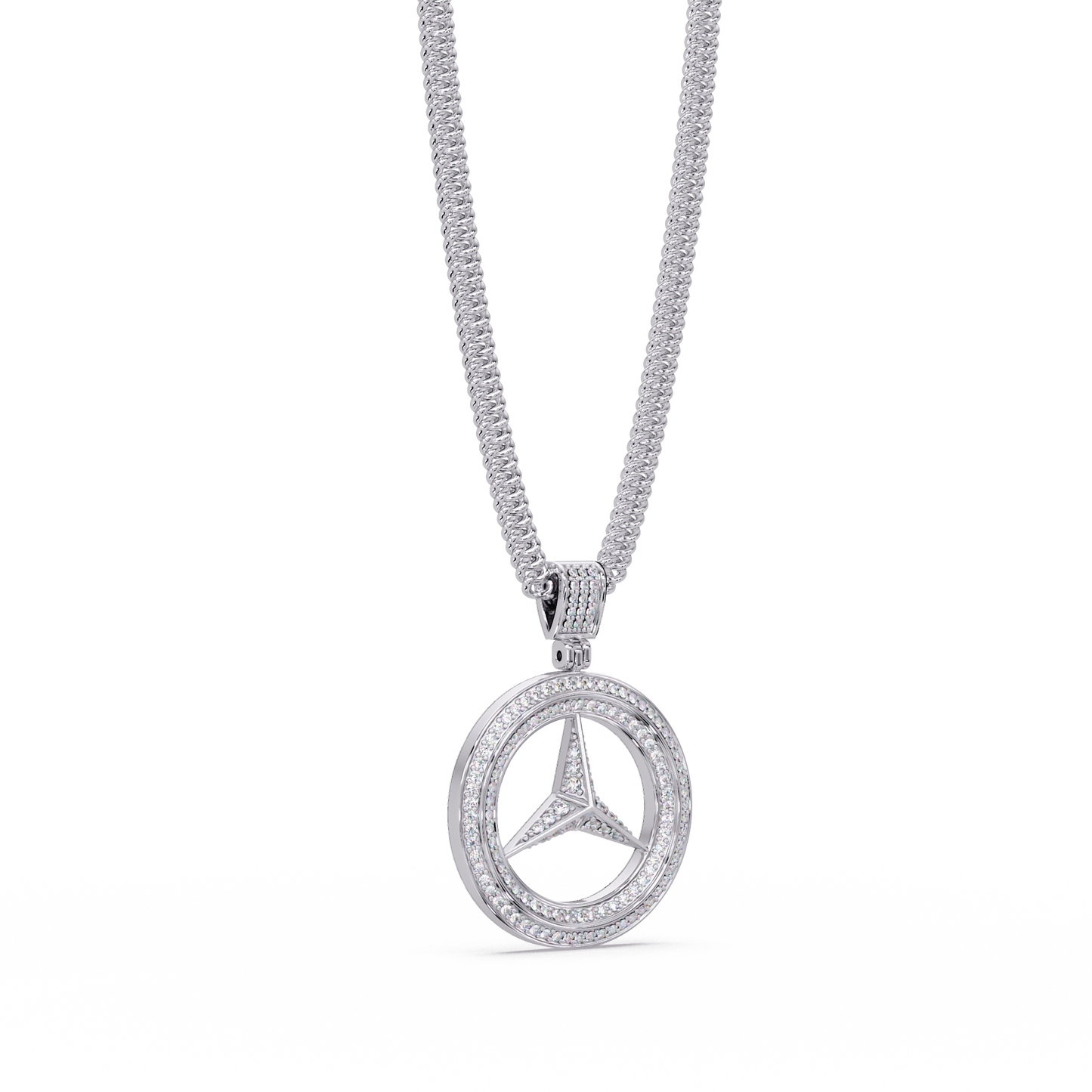 0.77 ct Tri-Star Circle Diamond Pendant Necklace | 14K Gold |
