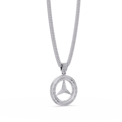 Tri-Star Circle Diamond Pendant Necklace