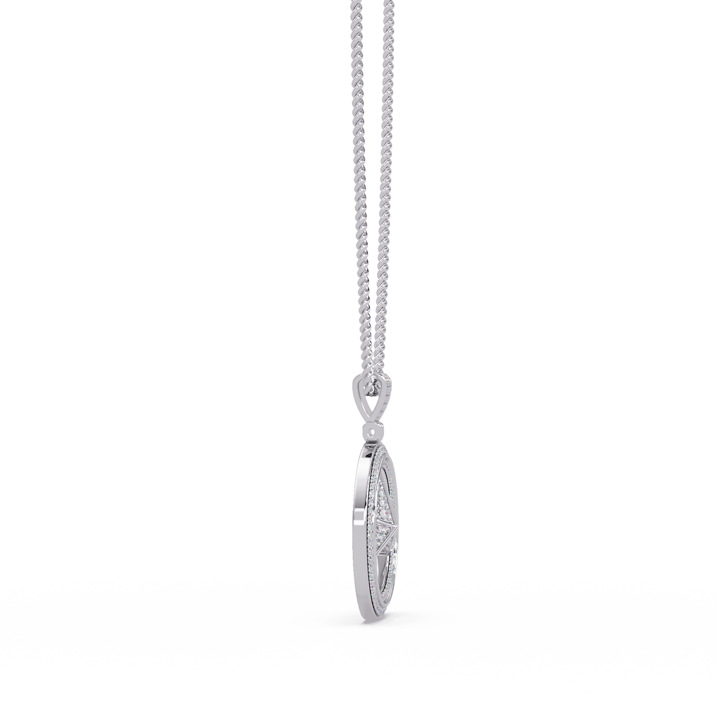 0.77 ct Tri-Star Circle Diamond Pendant Necklace | 14K Gold |