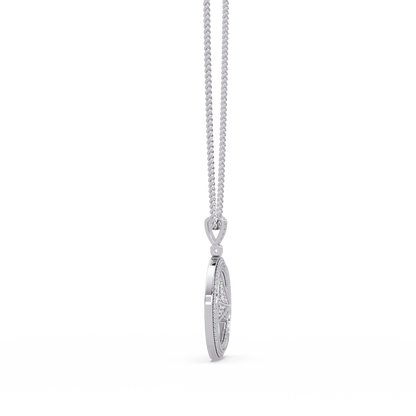 Tri-Star Circle Diamond Pendant Necklace