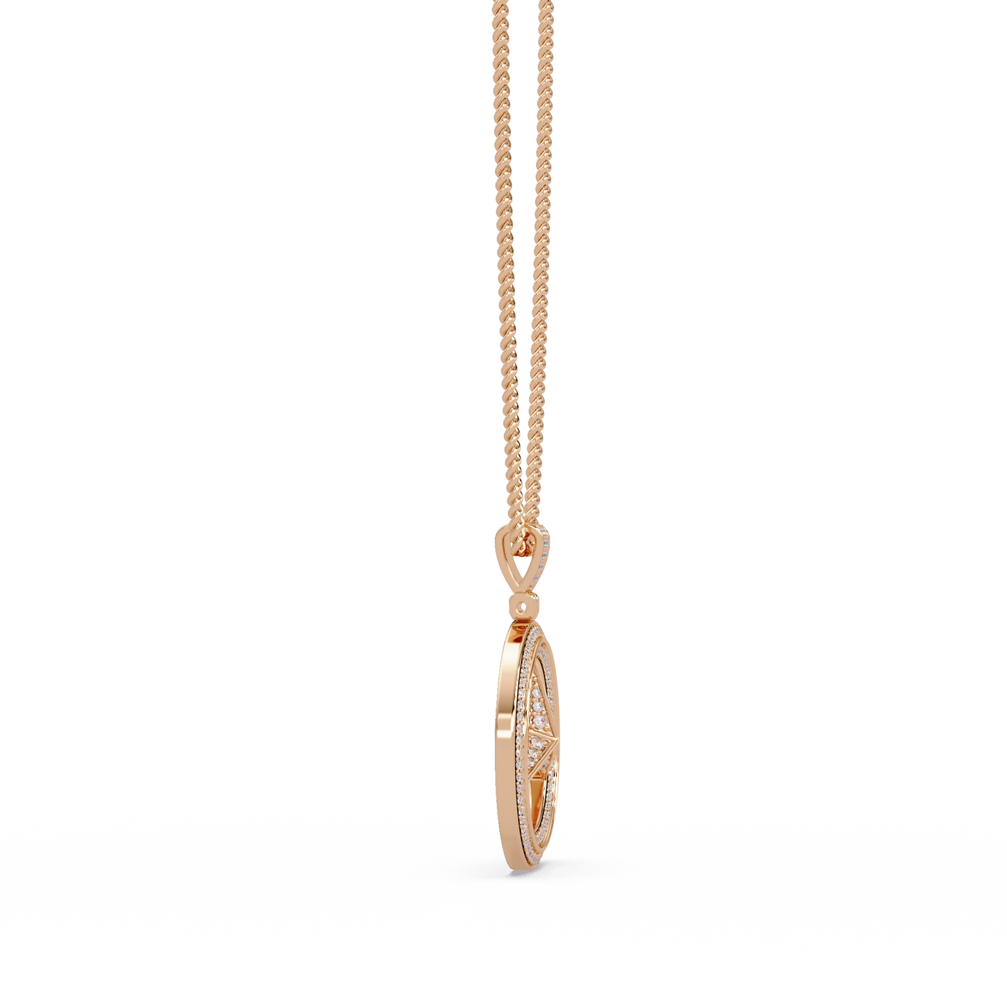 0.77 ct Tri-Star Circle Diamond Pendant Necklace | 14K Gold |