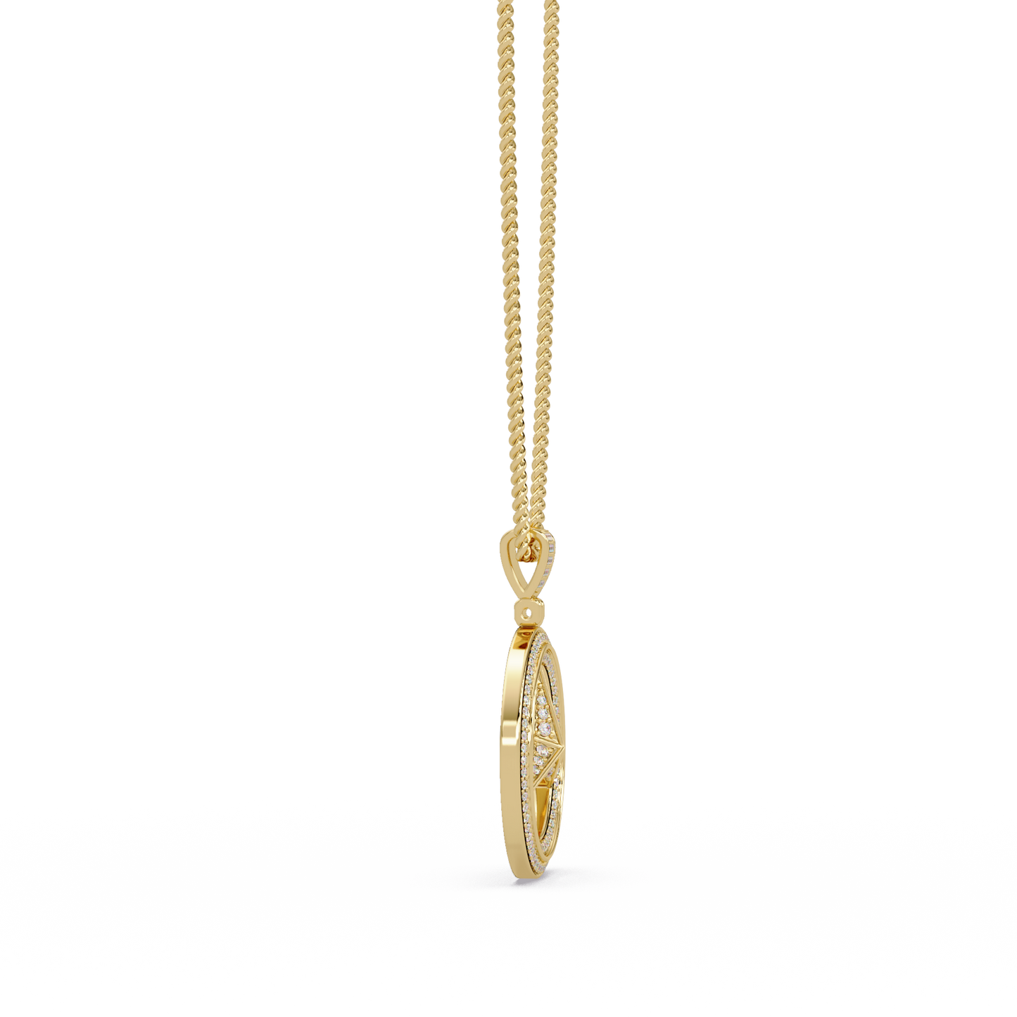 0.77 ct Tri-Star Circle Diamond Pendant Necklace | 14K Gold |