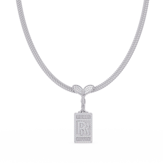 0.78 ct Custom Initial Tag Diamond Pendant Necklace | 14K Gold |