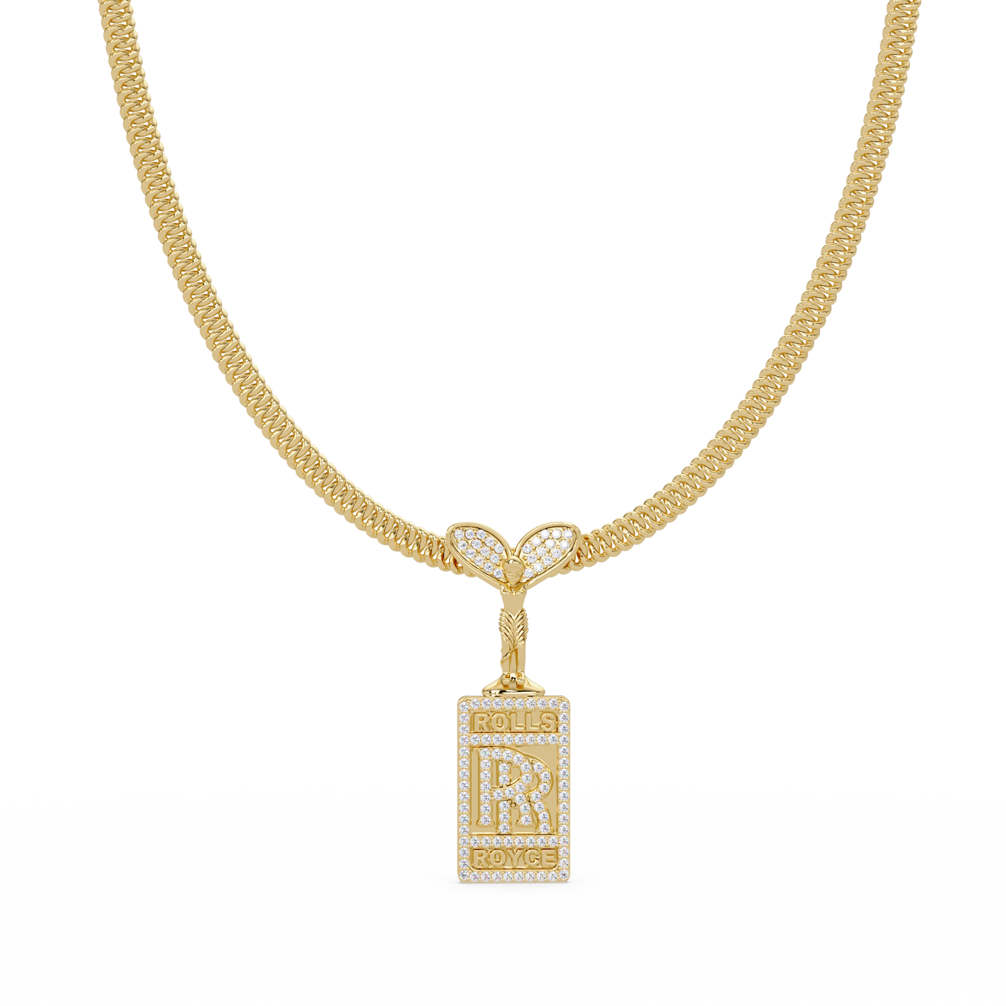 0.78 ct Custom Initial Tag Diamond Pendant Necklace | 14K Gold |