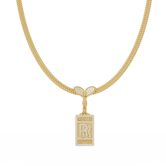 0.78 ct Custom Initial Tag Diamond Pendant Necklace | 14K Gold |