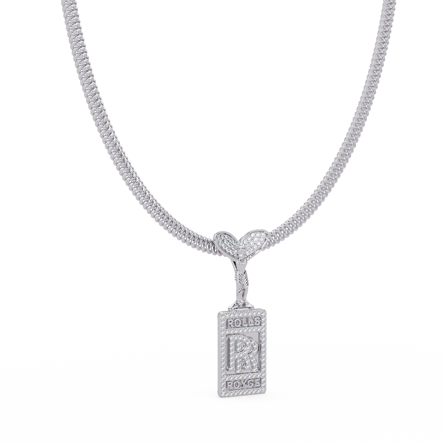 0.78 ct Custom Initial Tag Diamond Pendant Necklace | 14K Gold |