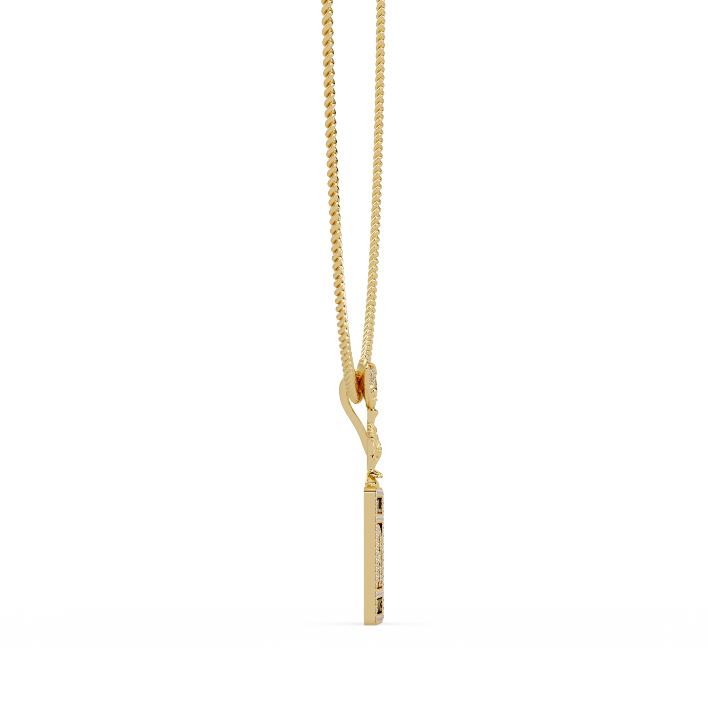 0.78 ct Custom Initial Tag Diamond Pendant Necklace | 14K Gold |