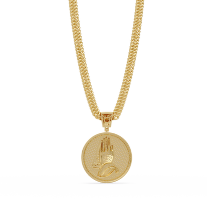 Praying Hands Medallion Diamond Pendant Necklace