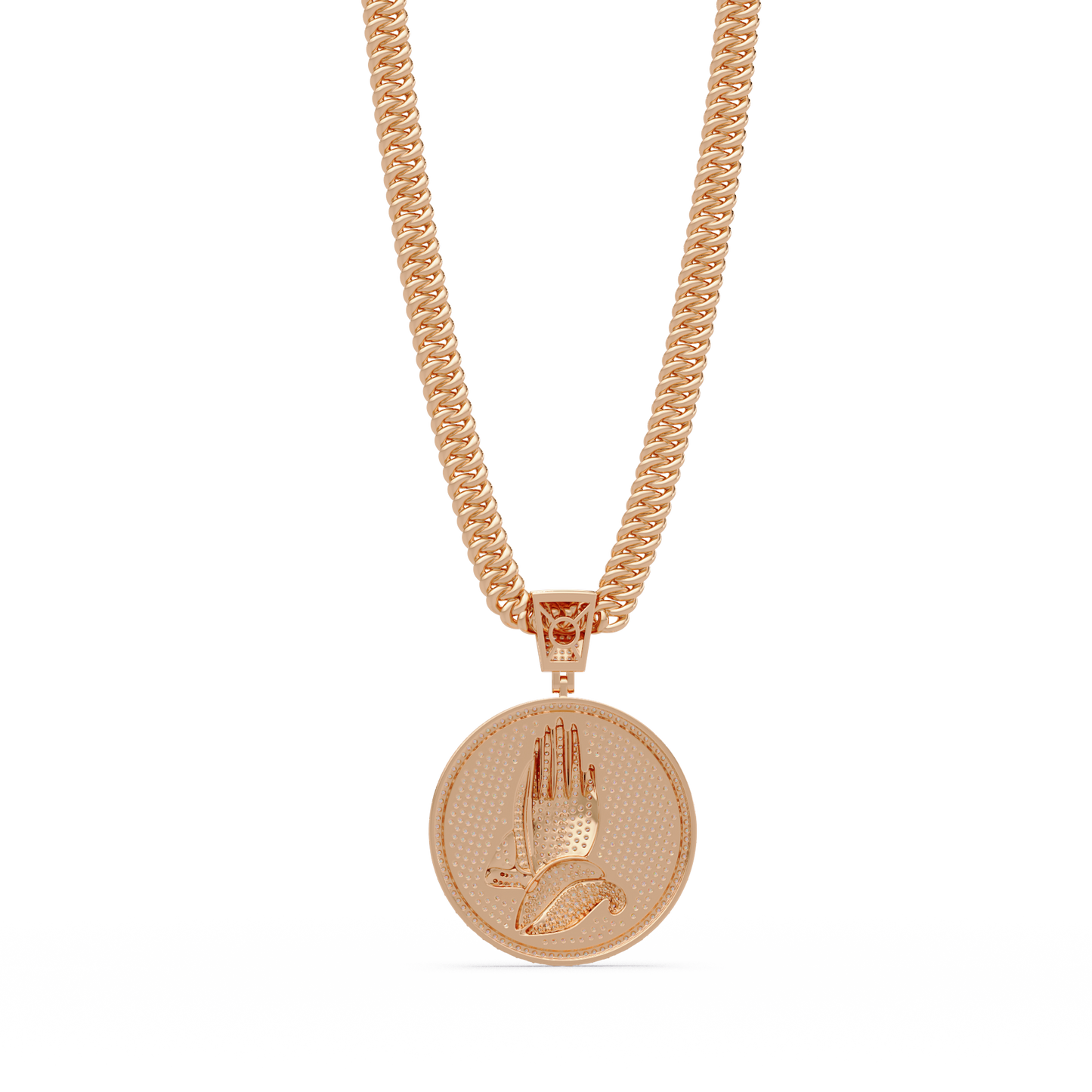 3.40 ct Praying Hands Medallion Diamond Pendant Necklace | 14K Gold |