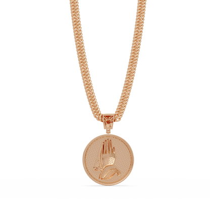 Praying Hands Medallion Diamond Pendant Necklace