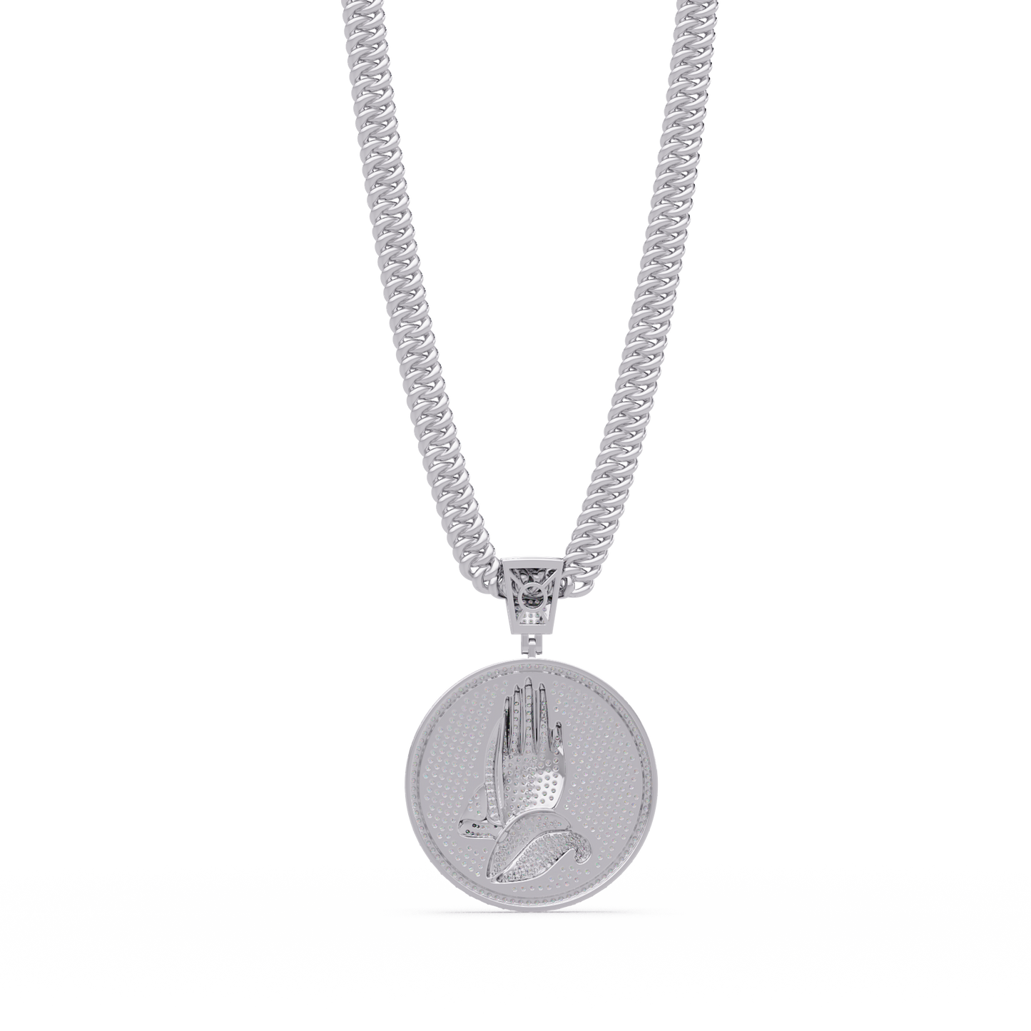 3.40 ct Praying Hands Medallion Diamond Pendant Necklace | 14K Gold |