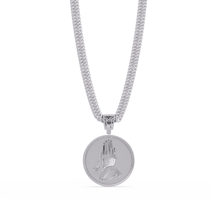 Praying Hands Medallion Diamond Pendant Necklace