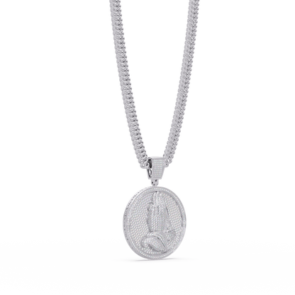 Praying Hands Medallion Diamond Pendant Necklace