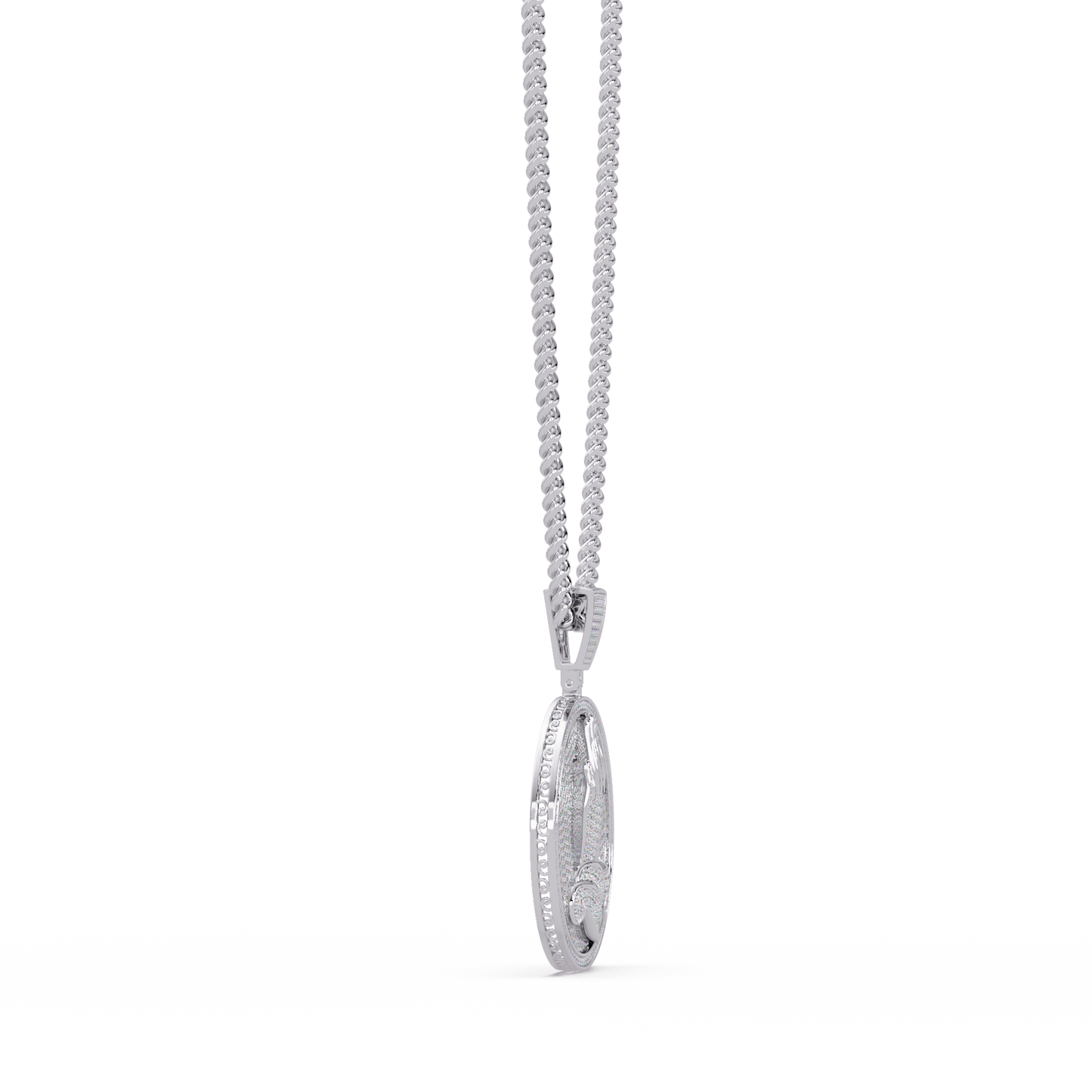 3.40 ct Praying Hands Medallion Diamond Pendant Necklace | 14K Gold |