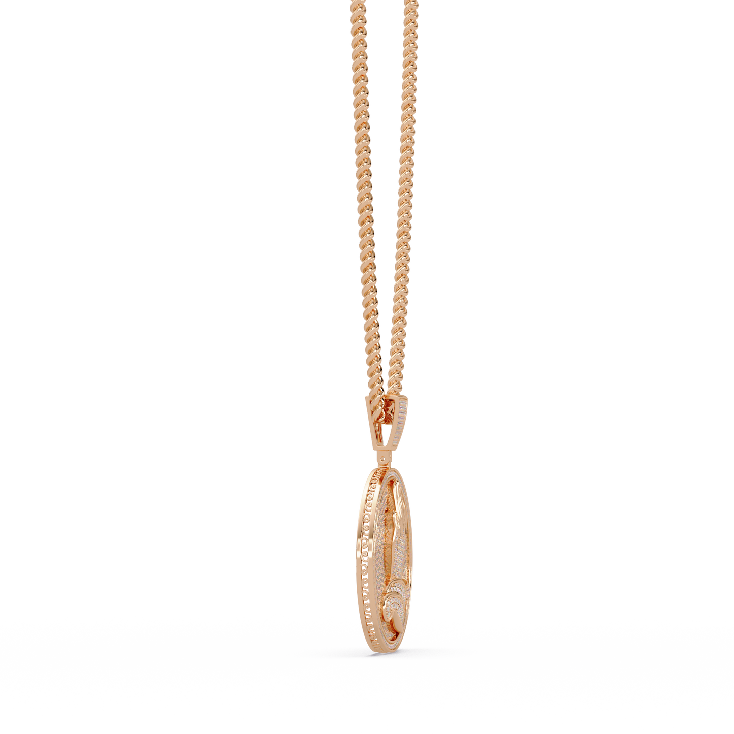 3.40 ct Praying Hands Medallion Diamond Pendant Necklace | 14K Gold |