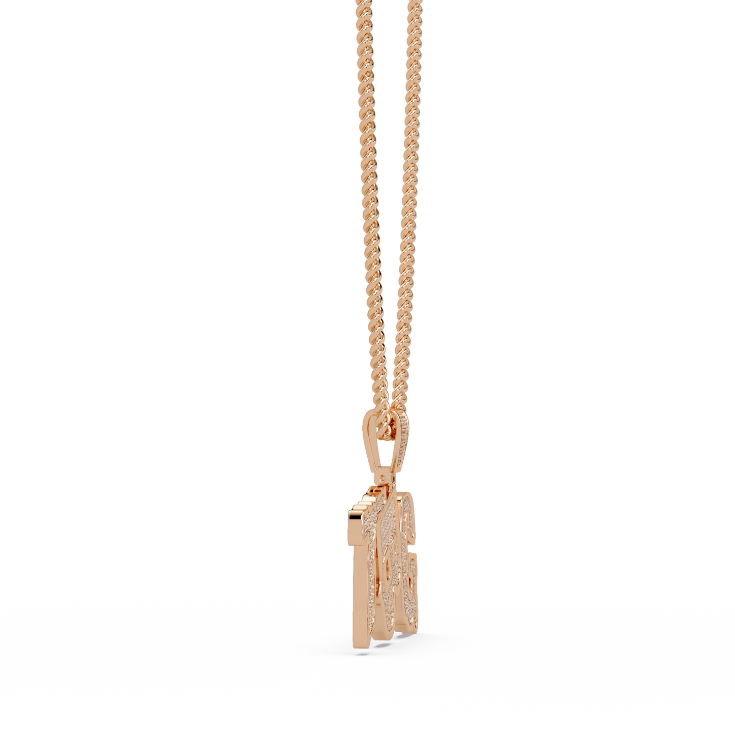 1.18 ct Custom Letter Diamond Pendant Necklace | 14K Gold |