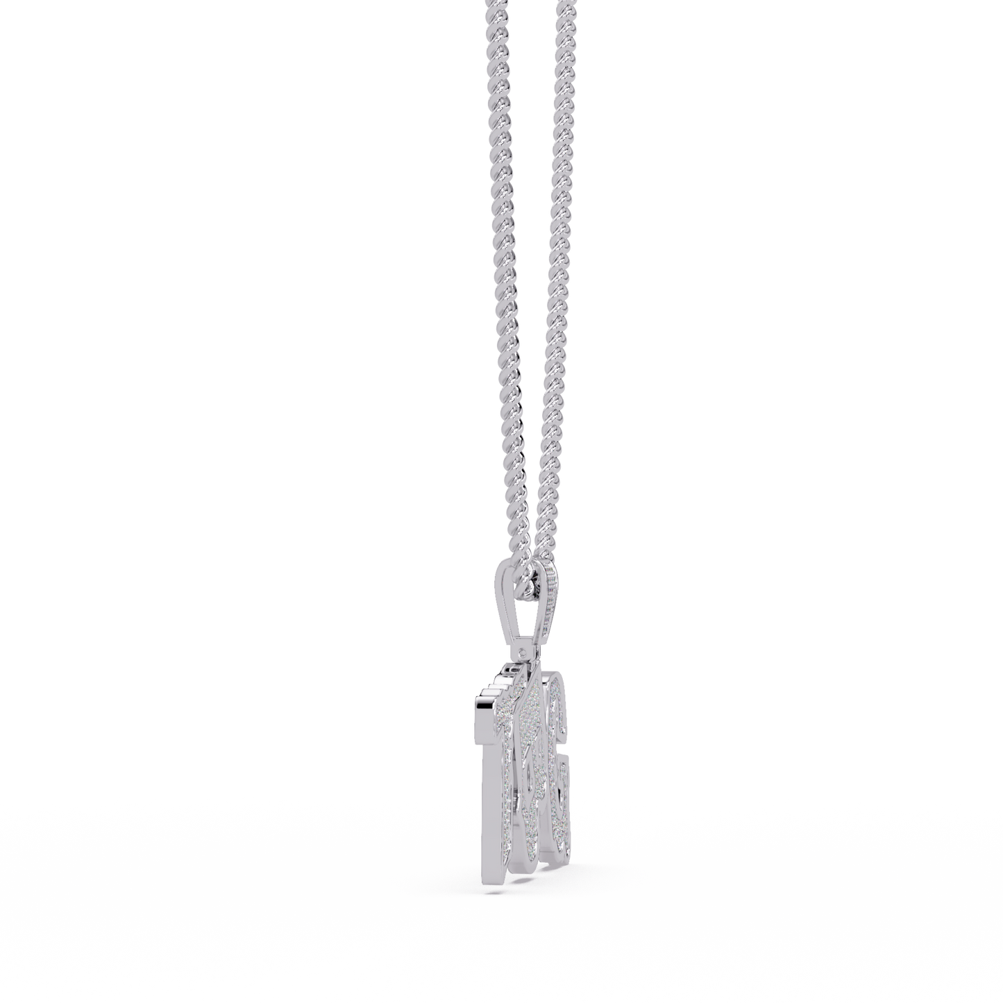 1.18 ct Custom Letter Diamond Pendant Necklace | 14K Gold |
