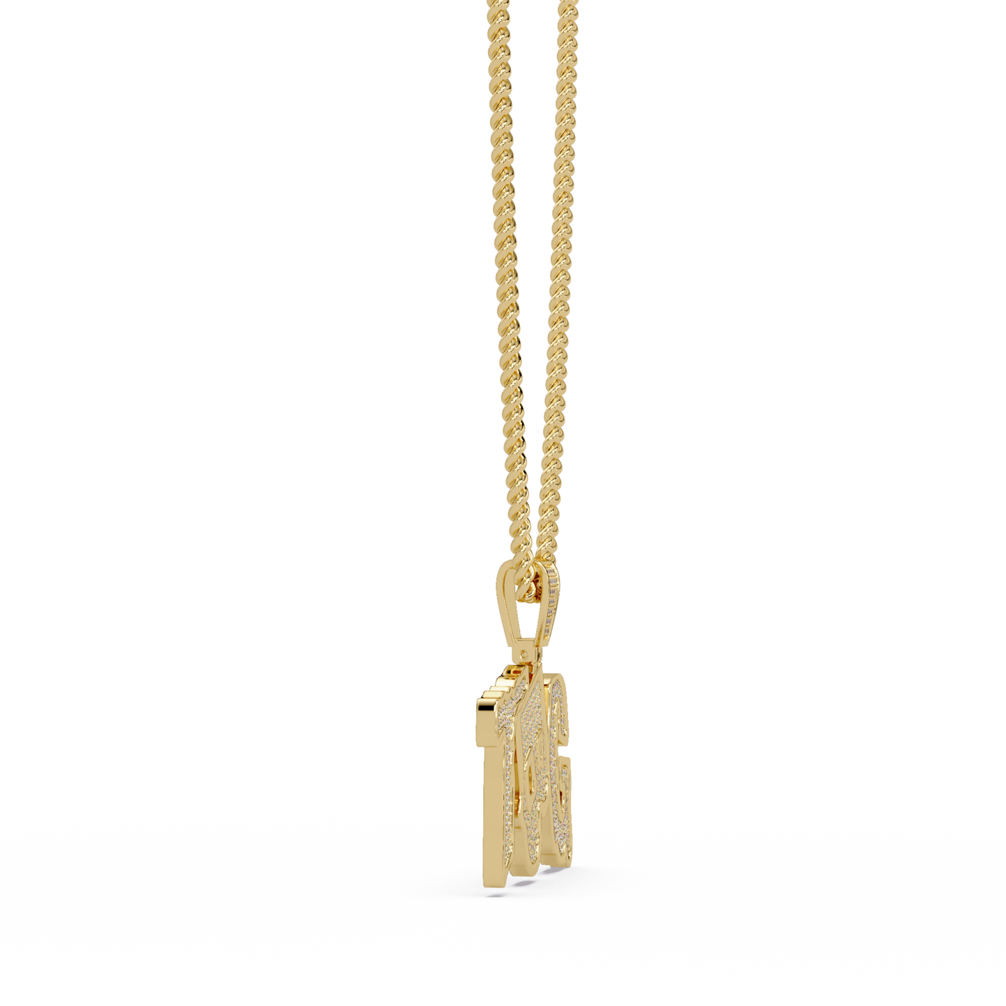 1.18 ct Custom Letter Diamond Pendant Necklace | 14K Gold |