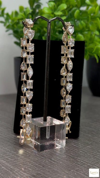 14 CT. Mixed Shape Lab Diamond Bracelet | Lab Grown | 14K Gold & Platinum