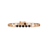 Five-stone round gemstone open-link bracelet in Rose gold with onyx stones