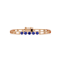 Five-stone round gemstone open-link bracelet in Rose gold with sapphire stones