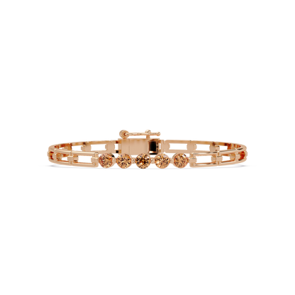 Five-stone round gemstone open-link bracelet in Rose gold with topaz stones