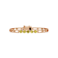 Five-stone round gemstone open-link bracelet in Rose gold with yellow stones