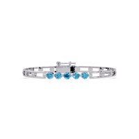 Five-stone round gemstone open-link bracelet in White gold with aquamarine stones