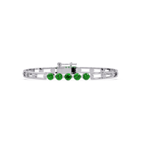 Five-stone round gemstone open-link bracelet in White gold with green stones