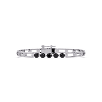 Five-stone round gemstone open-link bracelet in White gold with onyx stones
