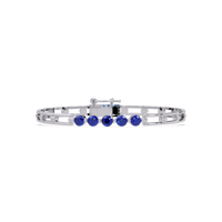 Five-stone round gemstone open-link bracelet in White gold with sapphire stones