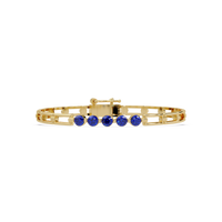 Five-stone round gemstone open-link bracelet in Yellow gold with sapphire stones