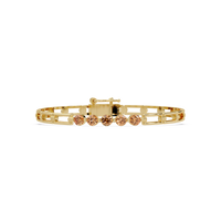 Five-stone round gemstone open-link bracelet in Yellow gold with topaz stones