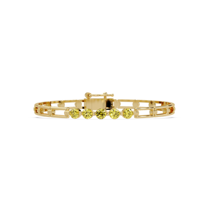 Five-stone round gemstone open-link bracelet in Yellow gold with yellow stones