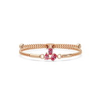 Three-stone pear and oval colorstone hinged bangle in rose gold with pink stones