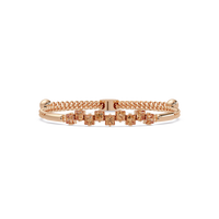Nine princess-cut topaz colorstones in a rose gold chain-accent cuff bracelet
