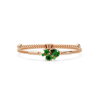 Mixed-cut five-stone colorstone open bangle with green stones in rose gold