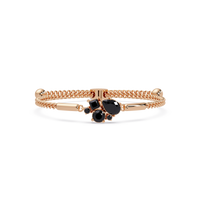 Mixed-cut five-stone colorstone open bangle with onyx stones in rose gold