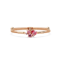 Mixed-cut five-stone colorstone open bangle with pink stones in rose gold